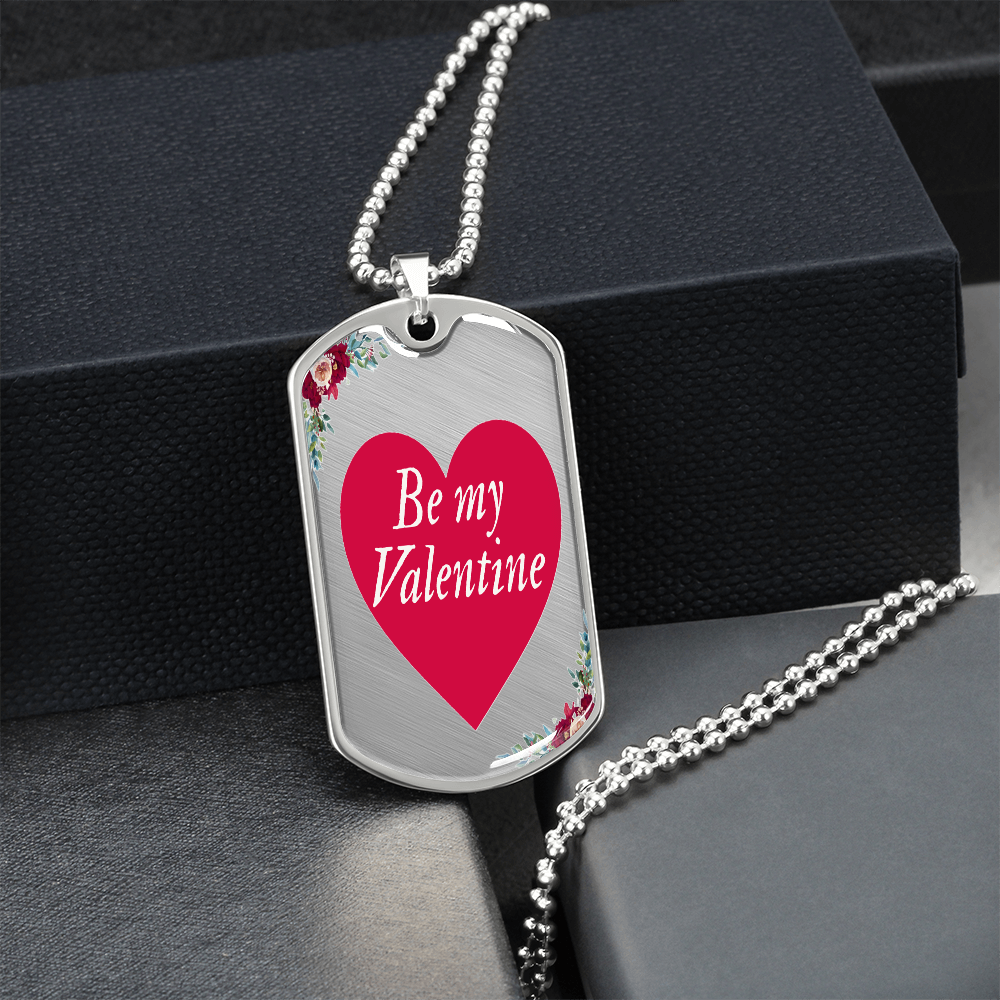 Be My Valentine Heart Graphic Dog Tags Necklace