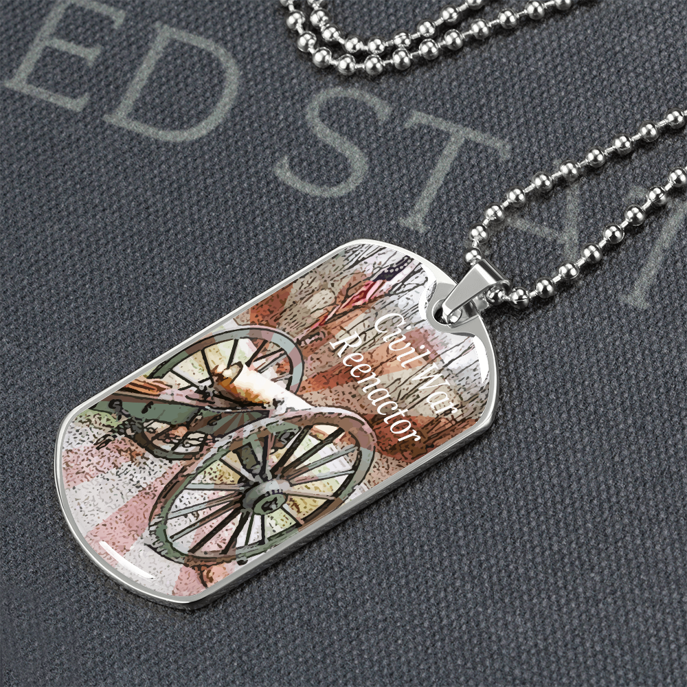 Civil War Reenactor Graphic Dog Tags Necklace