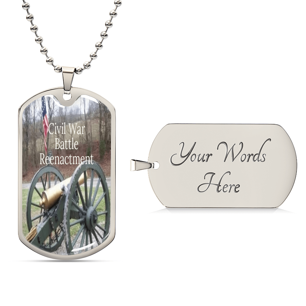 Civil War Battle Reenactment Graphic Dog Tags Necklace