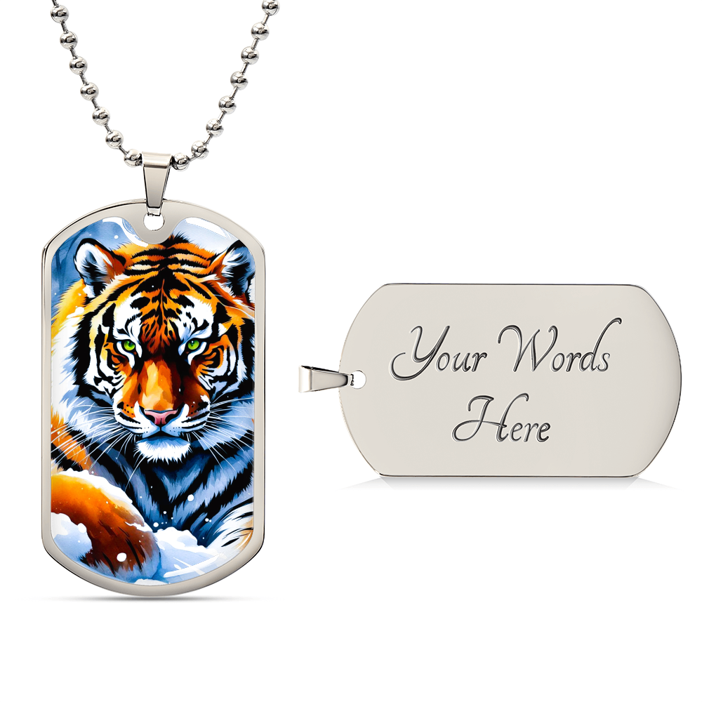 Tiger Graphic Design Luxury Dog Tags Military Necklace