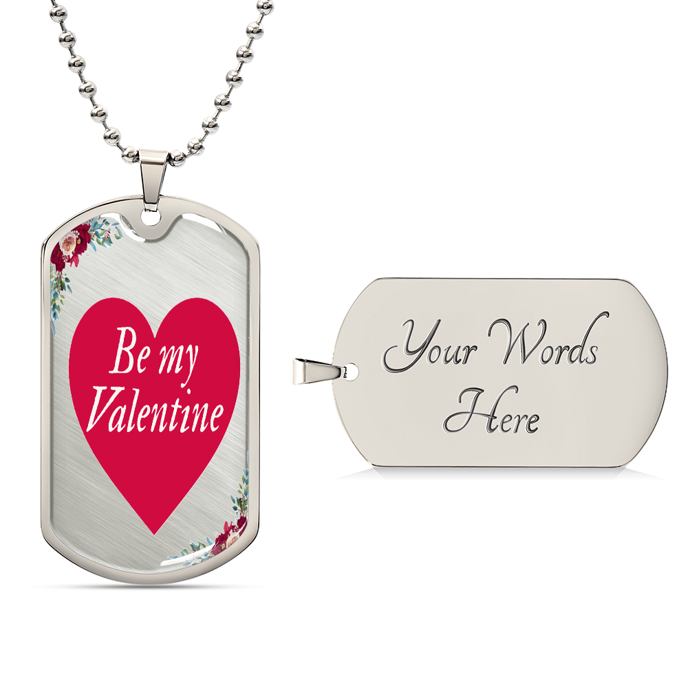 Be My Valentine Heart Graphic Dog Tags Necklace