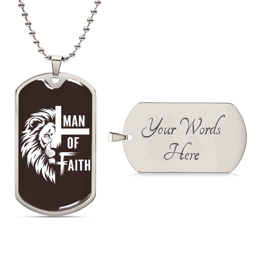 Man of Faith Christian Graphic Dog Tags Necklace
