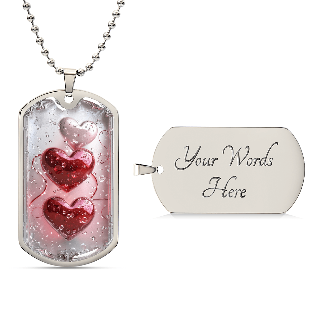 Framed Hearts Graphic Dog Tags Necklace
