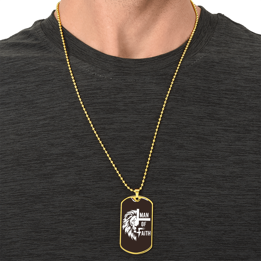 Man of Faith Christian Graphic Dog Tags Necklace