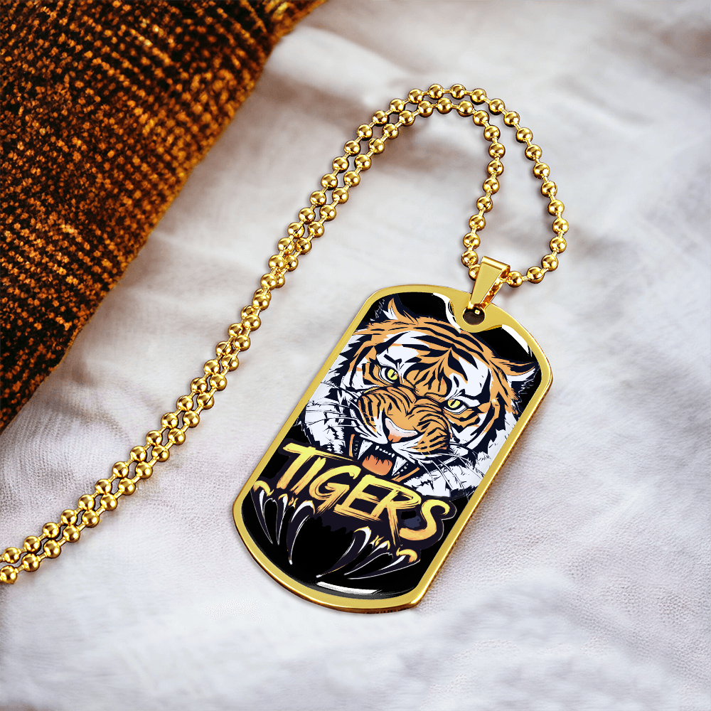 Ferocious Tiger with Claws Graphic Dog Tags Necklace