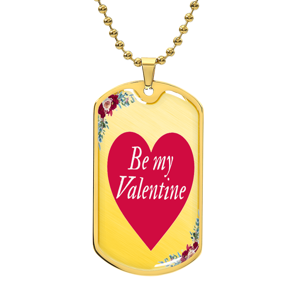 Be My Valentine Heart Graphic Dog Tags Necklace