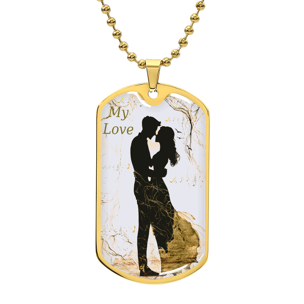 My Love Couple Embracing Graphic Dog Tags Necklace