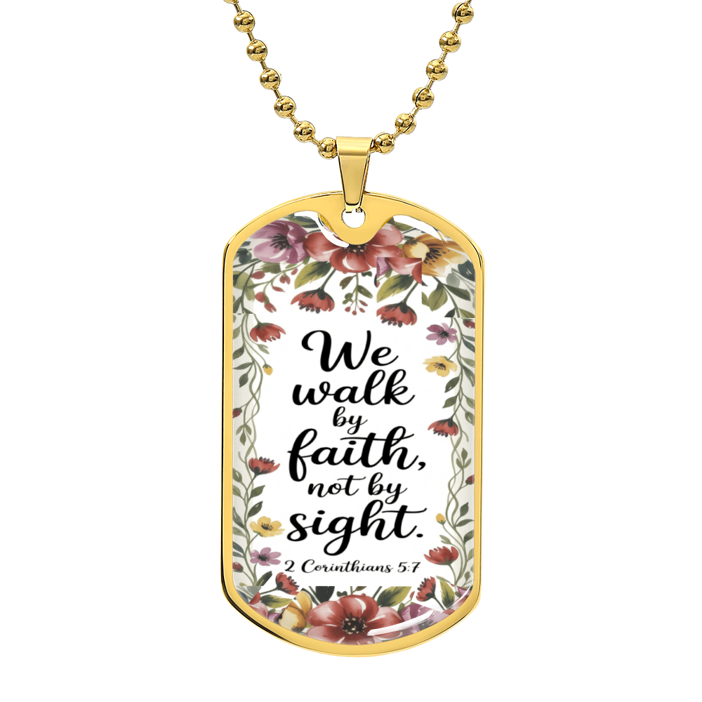 We Walk by Faith Religious Graphic Dog Tags Necklace
