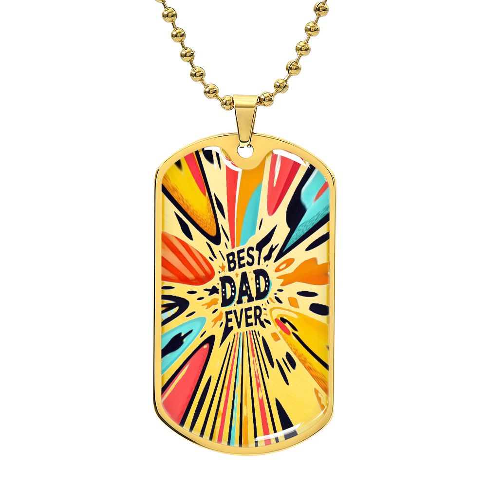 Best Dad Ever Colorful Streaks Graphic Dog Tags Necklace