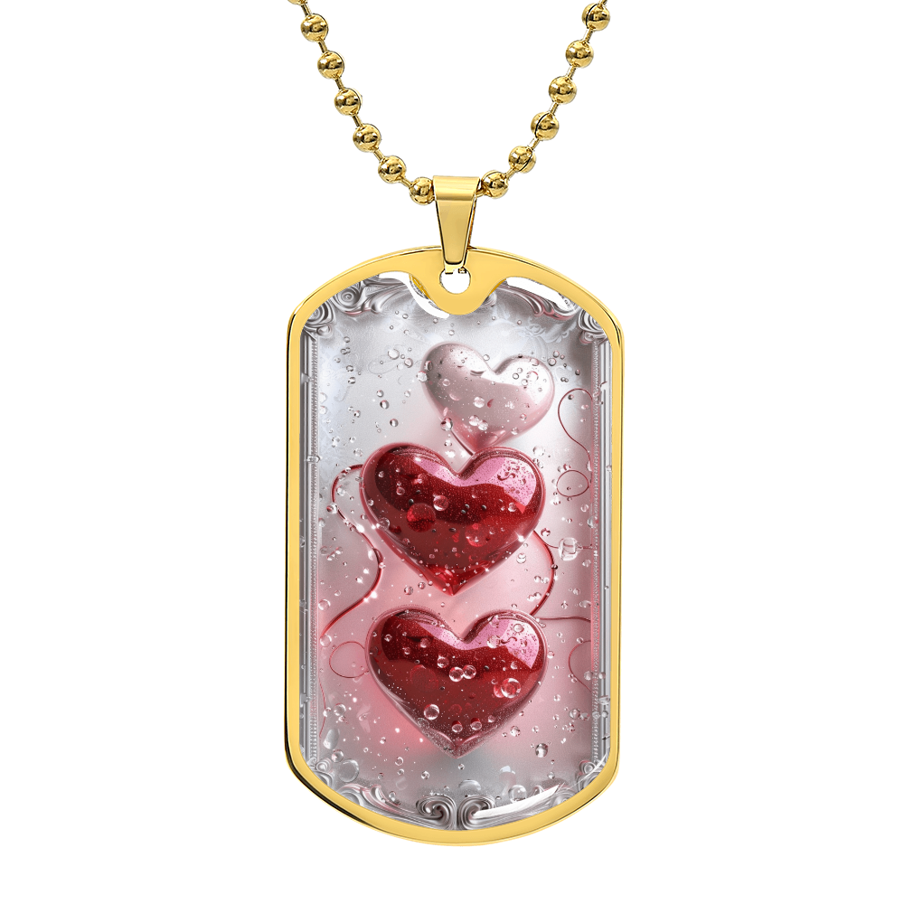 Framed Hearts Graphic Dog Tags Necklace