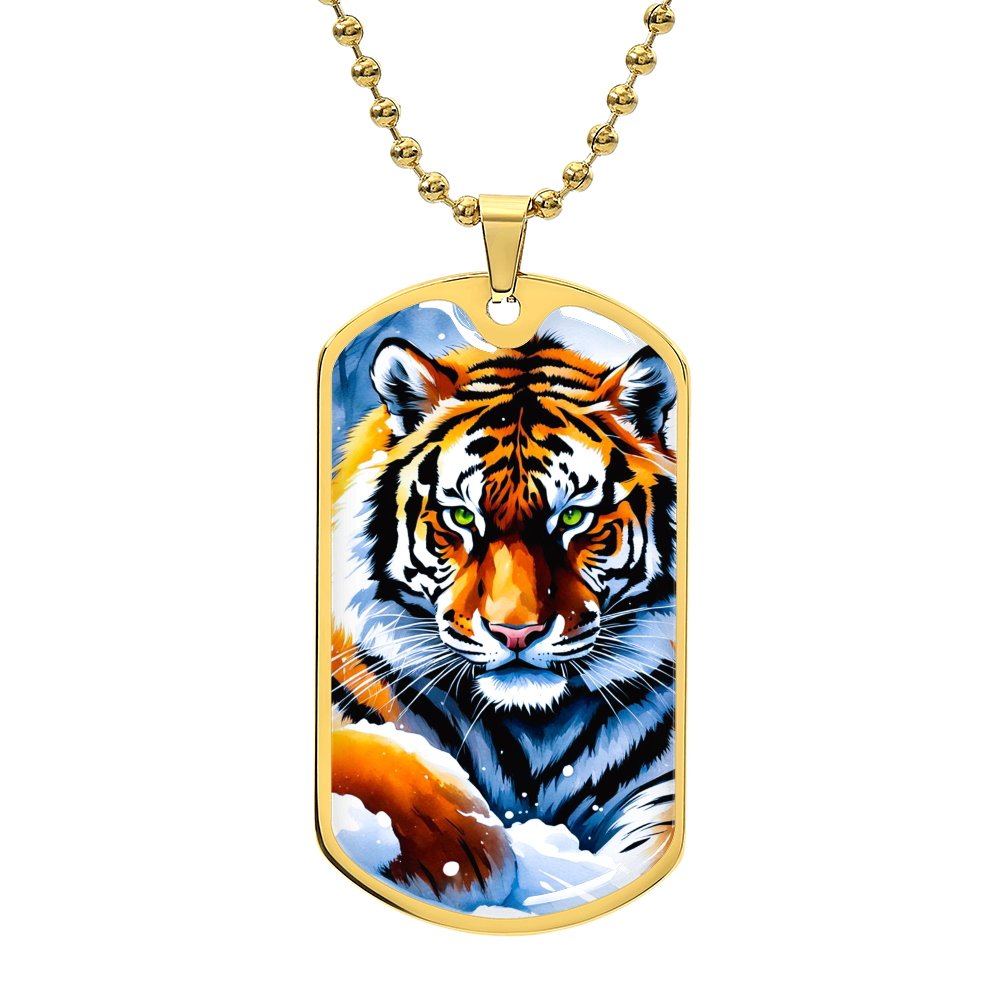 Tiger Graphic Design Luxury Dog Tags Military Necklace