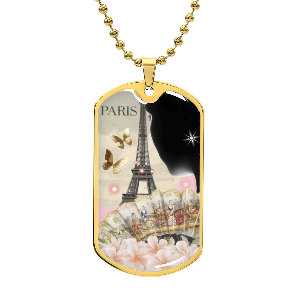 Paris France Fashion Design Graphic Dog Tags Necklace