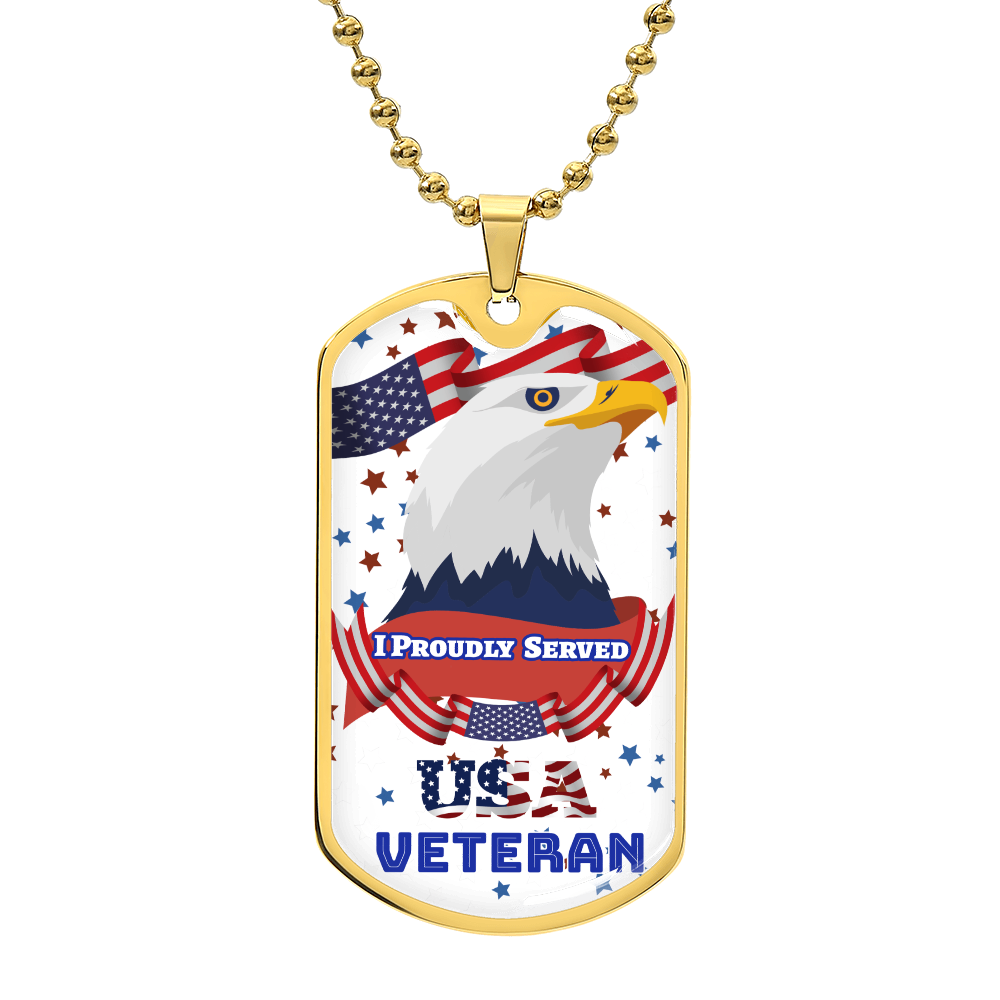 I Proudly Served USA Veteran Dog Tags Necklace