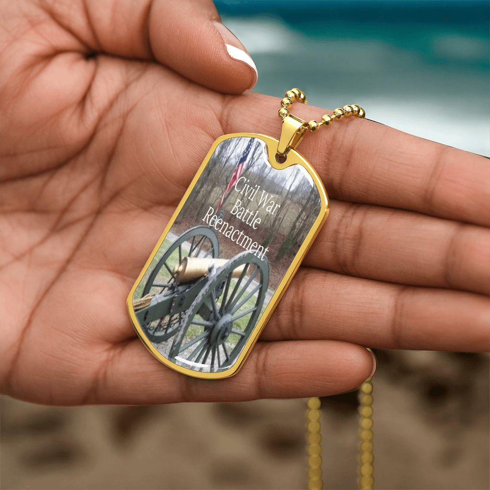 Civil War Battle Reenactment Graphic Dog Tags Necklace