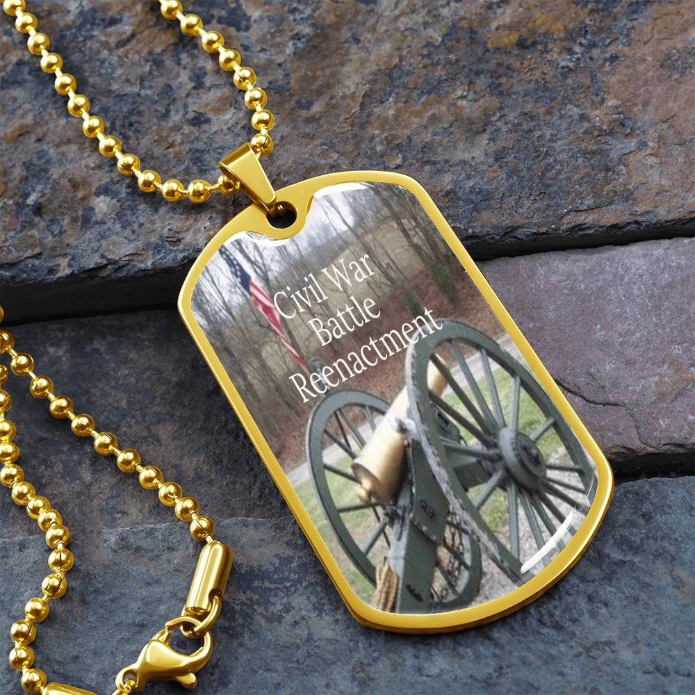 Civil War Battle Reenactment Graphic Dog Tags Necklace