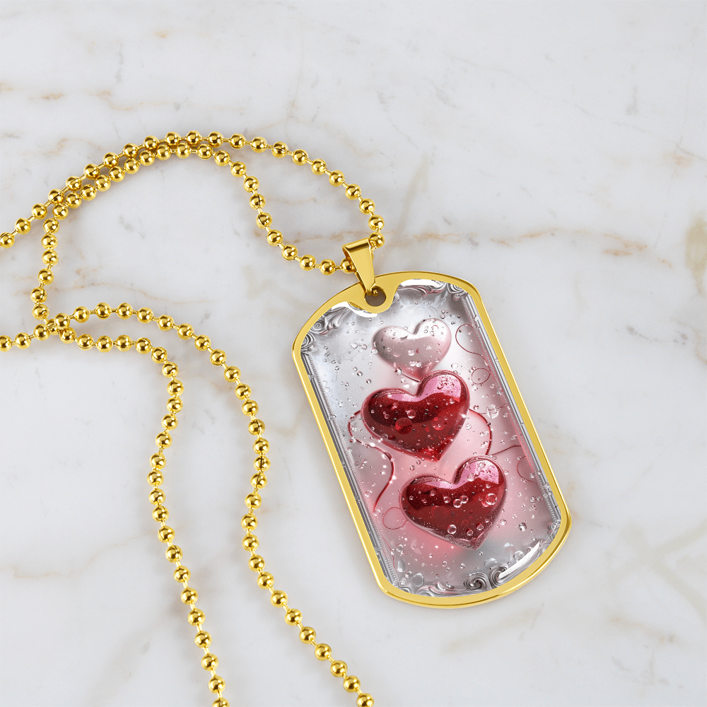 Framed Hearts Graphic Dog Tags Necklace
