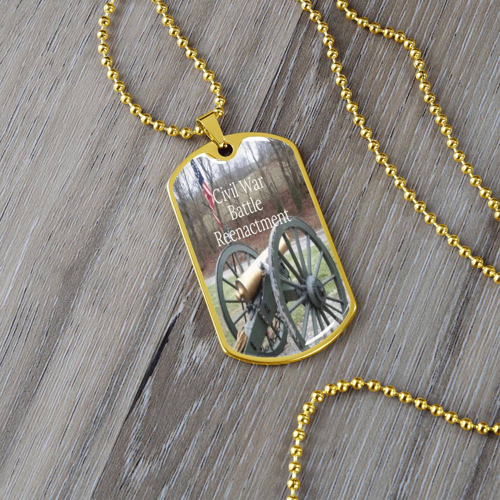 Civil War Battle Reenactment Graphic Dog Tags Necklace
