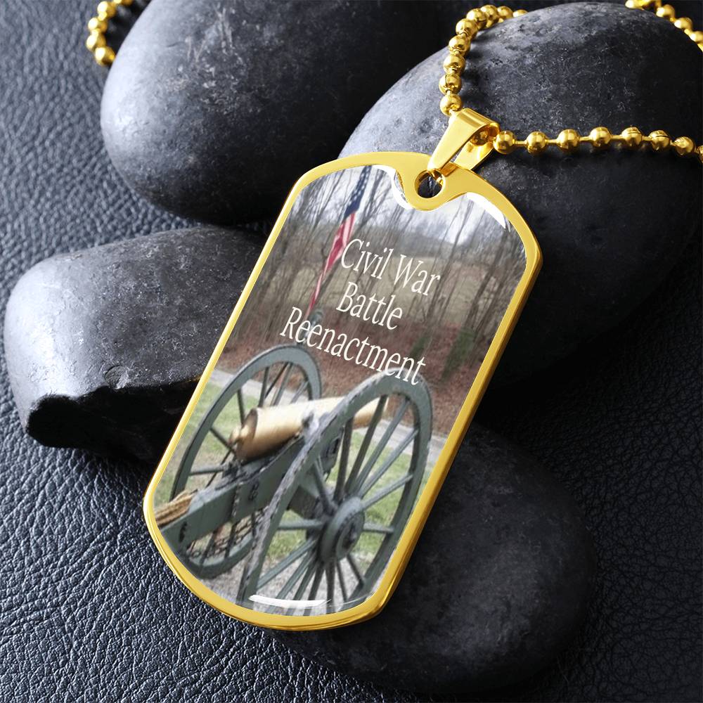 Civil War Battle Reenactment Graphic Dog Tags Necklace
