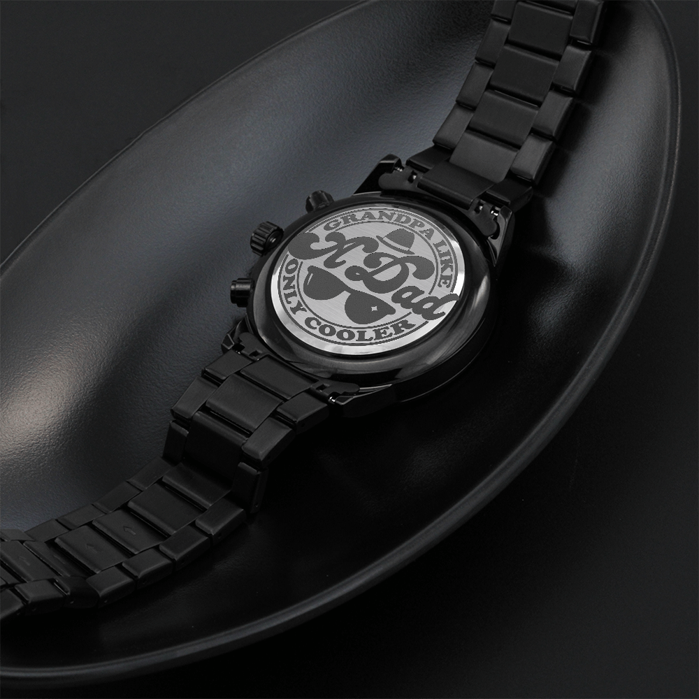 Grandpa Like a Dad Only Cooler Engraved Black Chronograph Watch