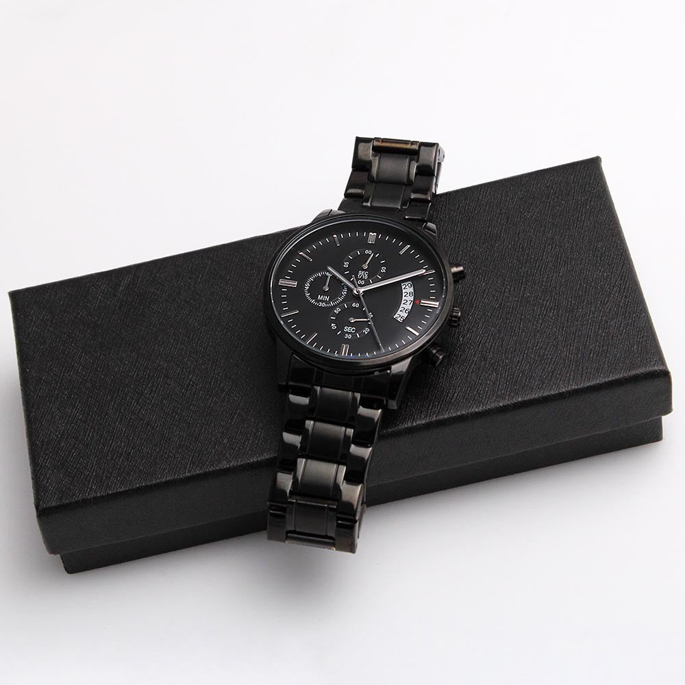 Love You Heart Engraved Black Watch
