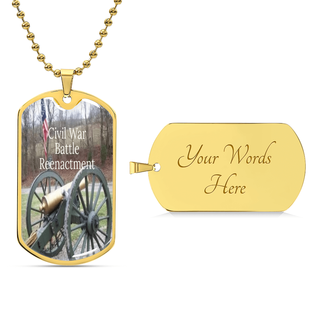 Civil War Battle Reenactment Graphic Dog Tags Necklace