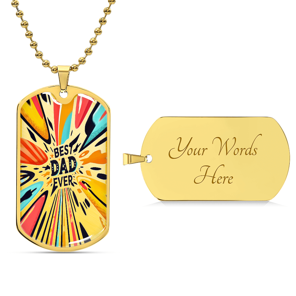 Best Dad Ever Colorful Streaks Graphic Dog Tags Necklace