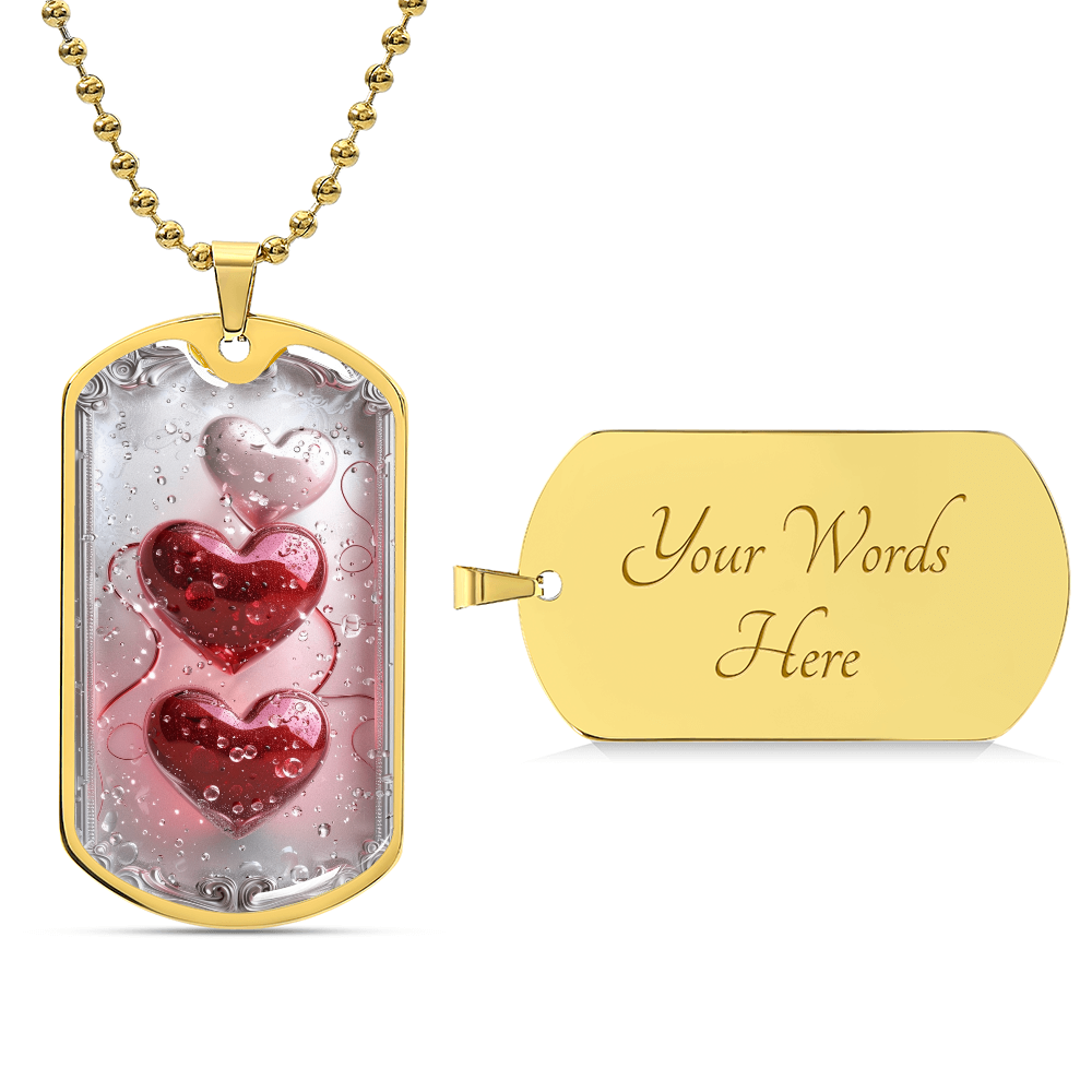 Framed Hearts Graphic Dog Tags Necklace