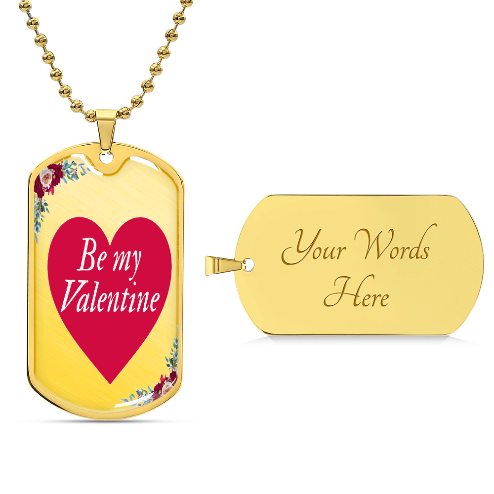 Be My Valentine Heart Graphic Dog Tags Necklace