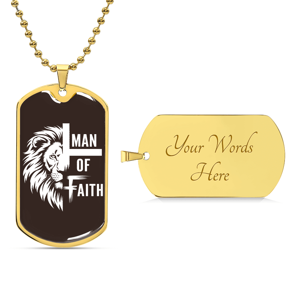 Man of Faith Christian Graphic Dog Tags Necklace