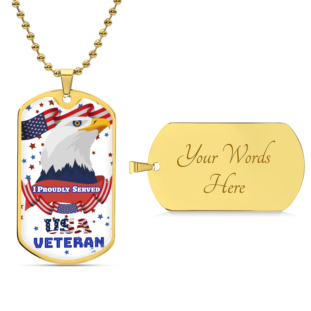 I Proudly Served USA Veteran Dog Tags Necklace