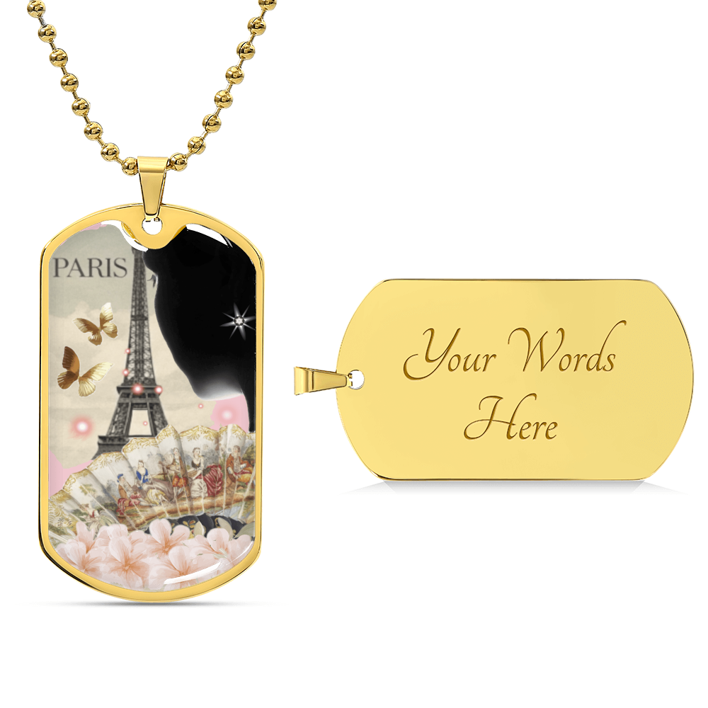 Paris France Fashion Design Graphic Dog Tags Necklace