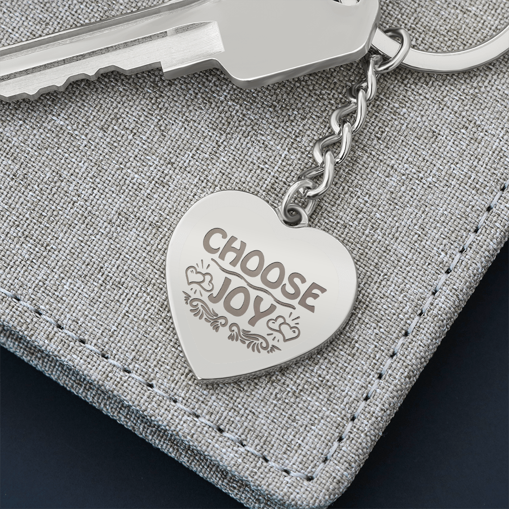 Choose Joy Engraved Heart Keychain