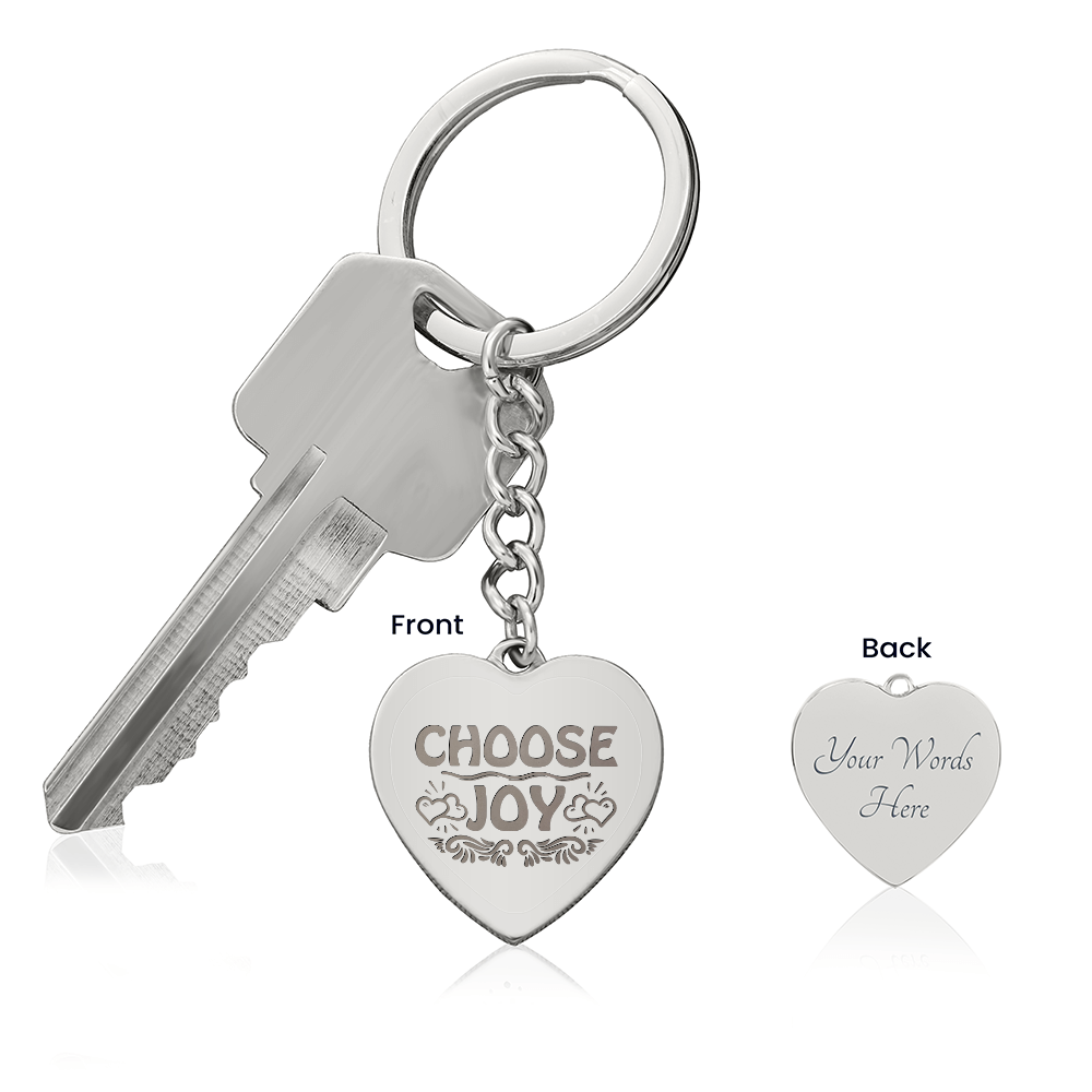 Choose Joy Engraved Heart Keychain