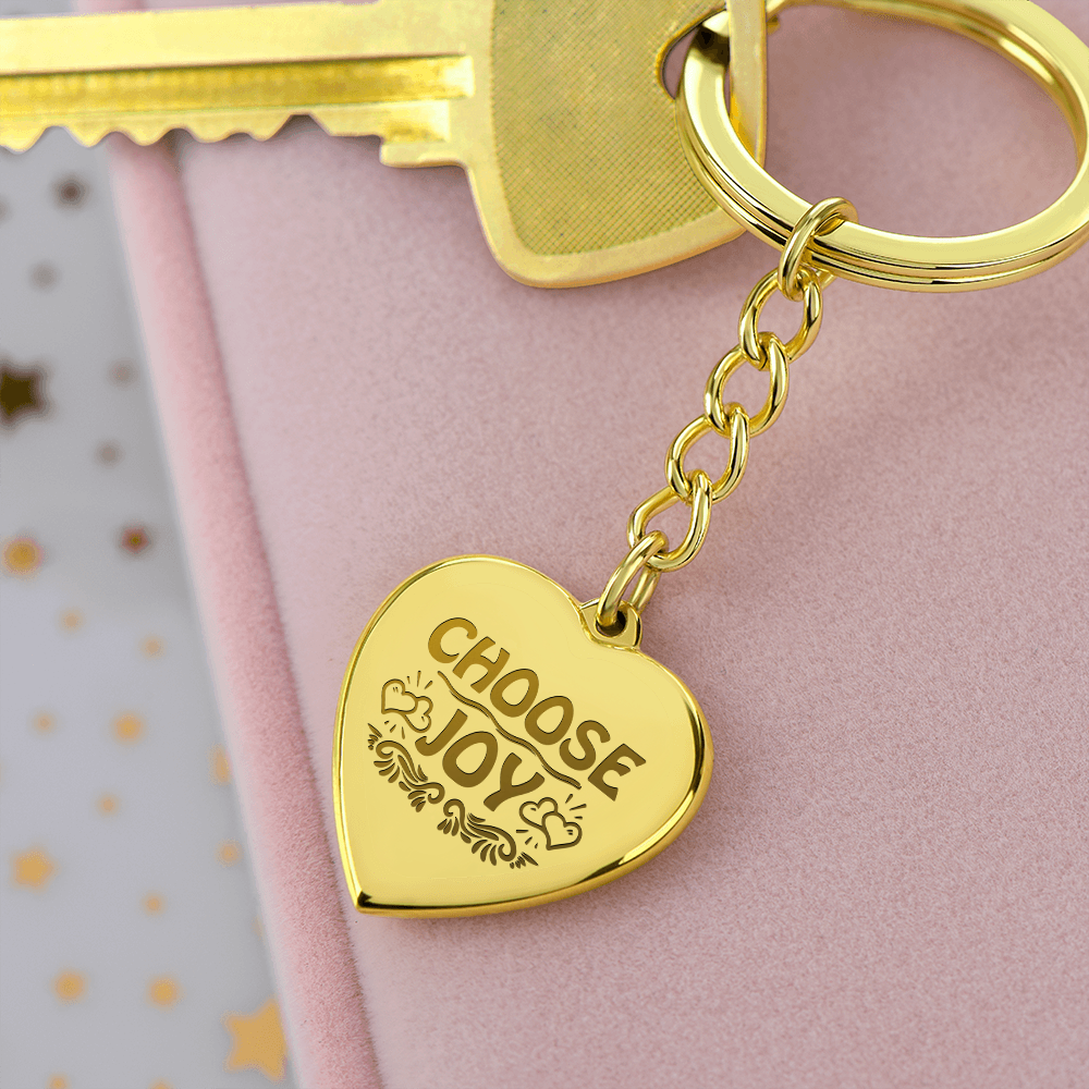 Choose Joy Engraved Heart Keychain
