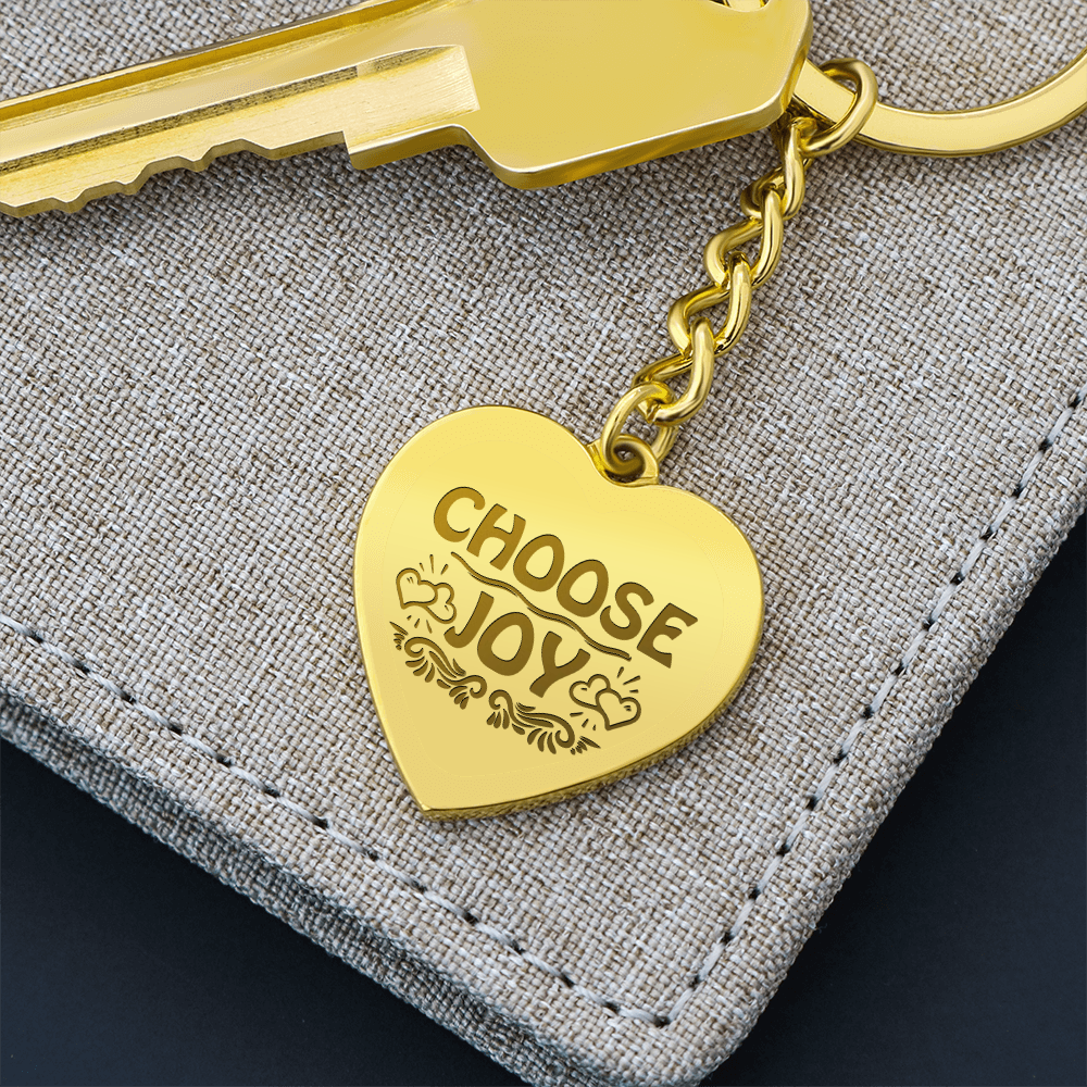 Choose Joy Engraved Heart Keychain