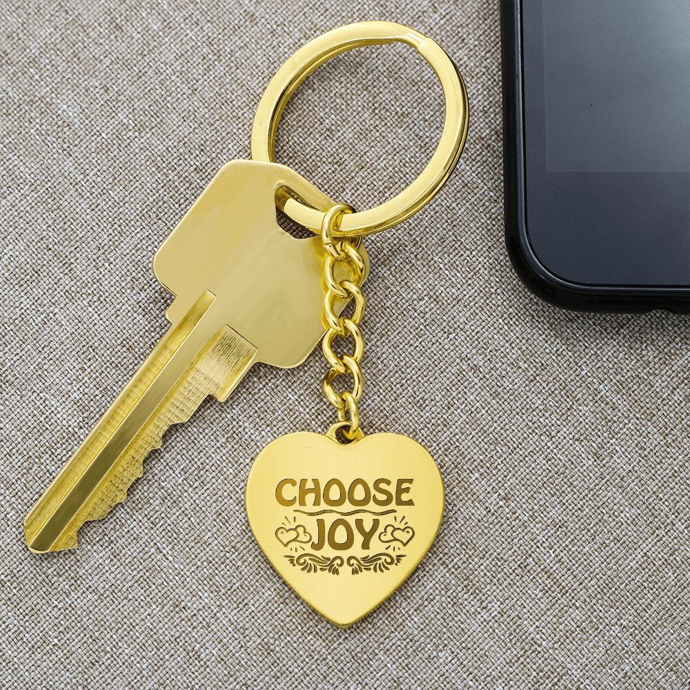Choose Joy Engraved Heart Keychain