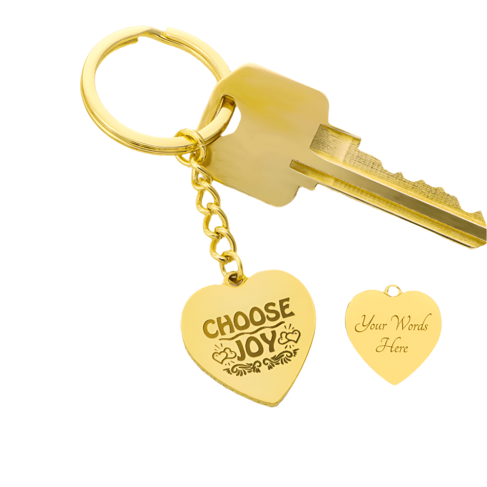 Choose Joy Engraved Heart Keychain