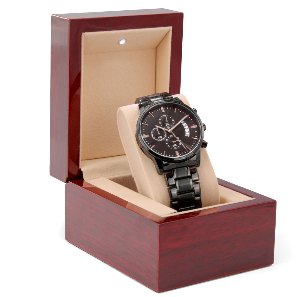 Grandpa Like a Dad Only Cooler Engraved Black Chronograph Watch