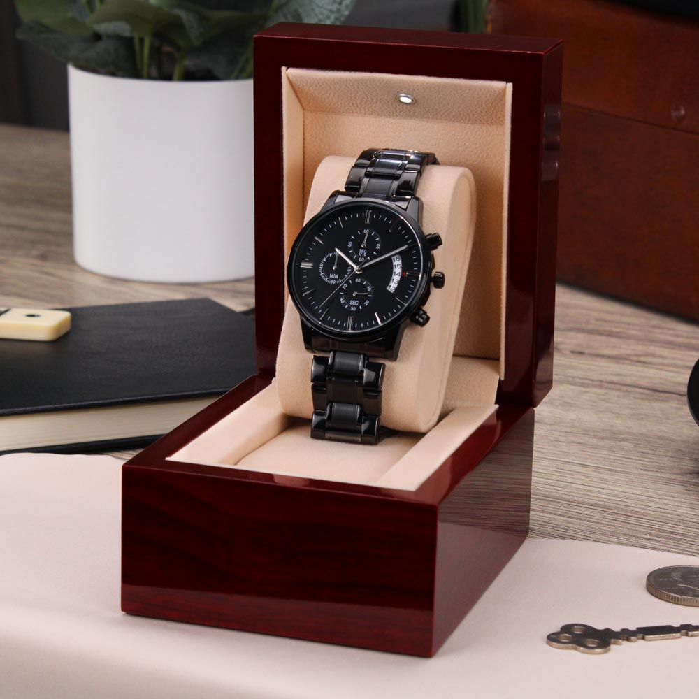 Take the World Give Me Jesus Faith Based Engraved Black Chonograph Watch