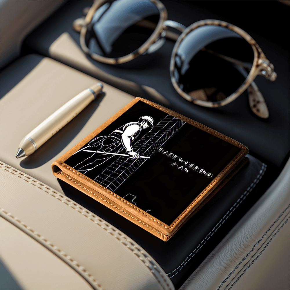 Hardworking Man Construction Worker Graphic Leather Wallet