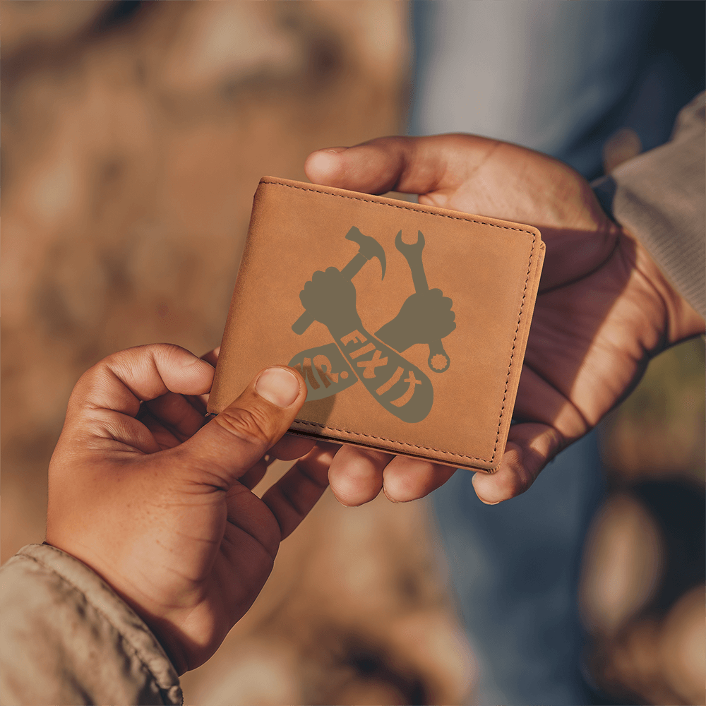 Mr. Fix It Mechanic Design Graphic Leather Wallet