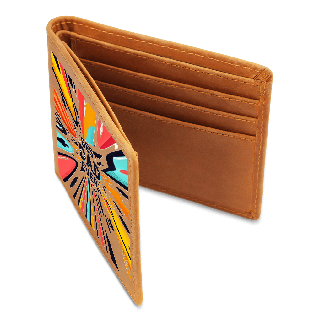 Best Dad Ever Colorful Streaks Graphic Leather Wallet