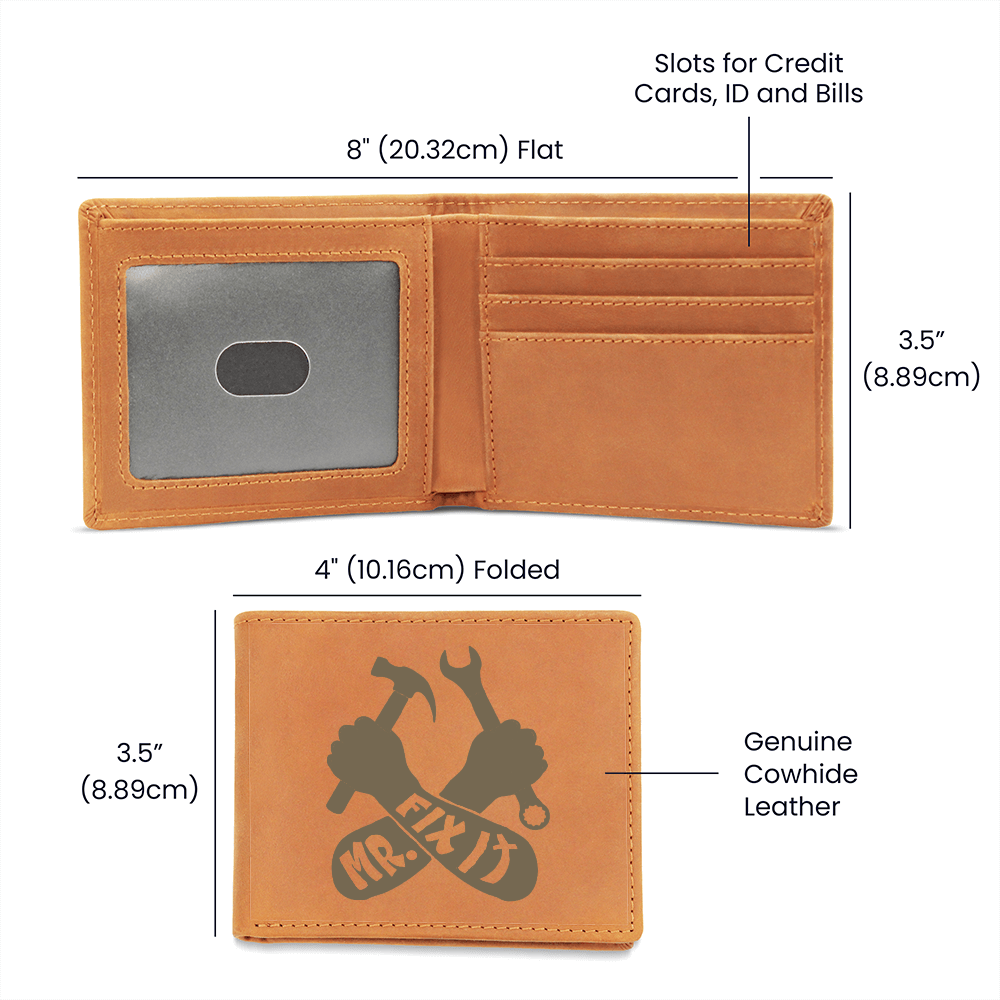 Mr. Fix It Mechanic Design Graphic Leather Wallet