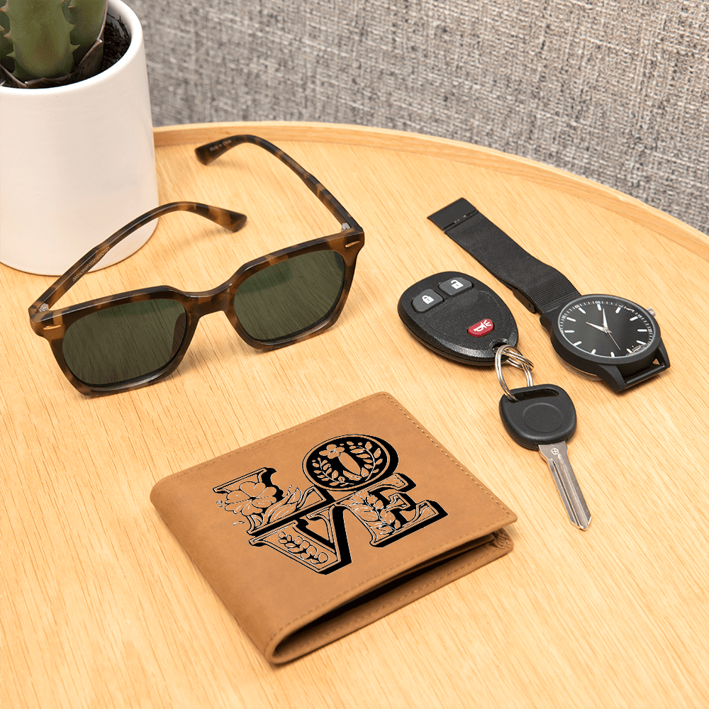 With Love Graphic Genuine Leather Wallet