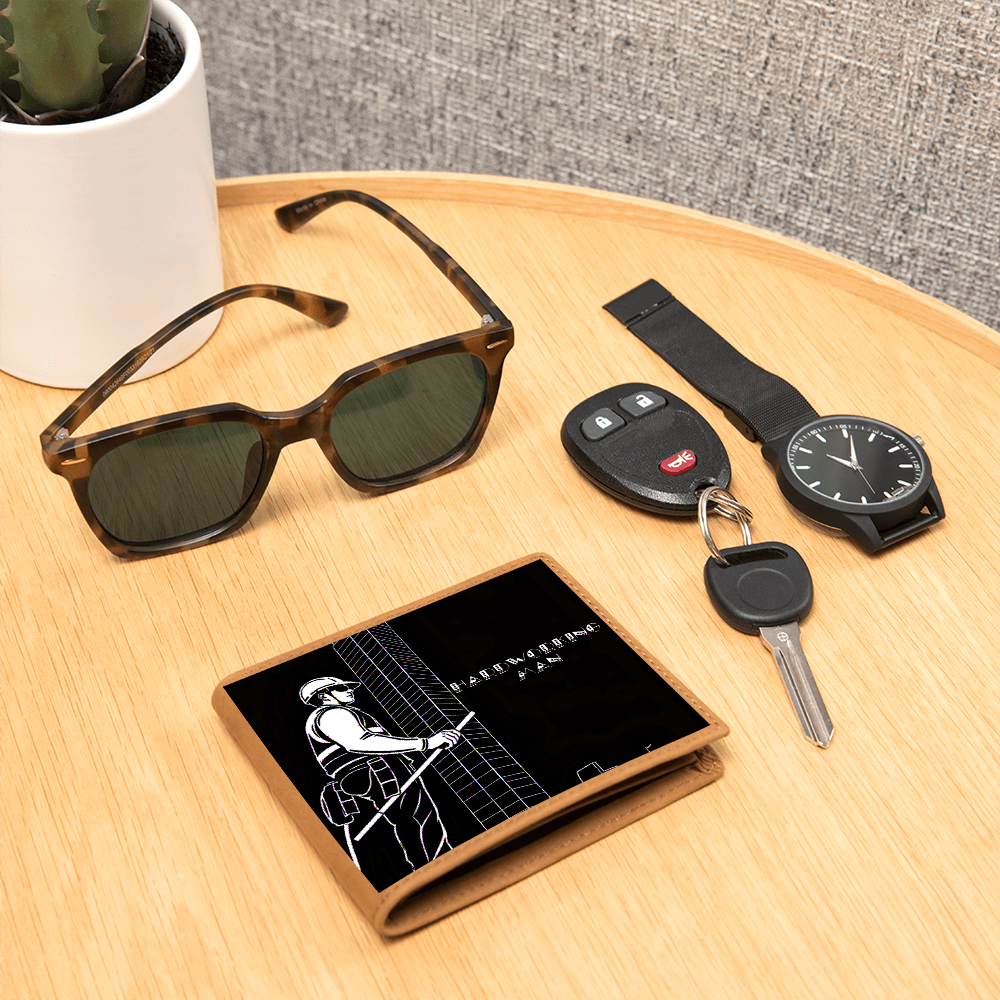 Hardworking Man Construction Worker Graphic Leather Wallet