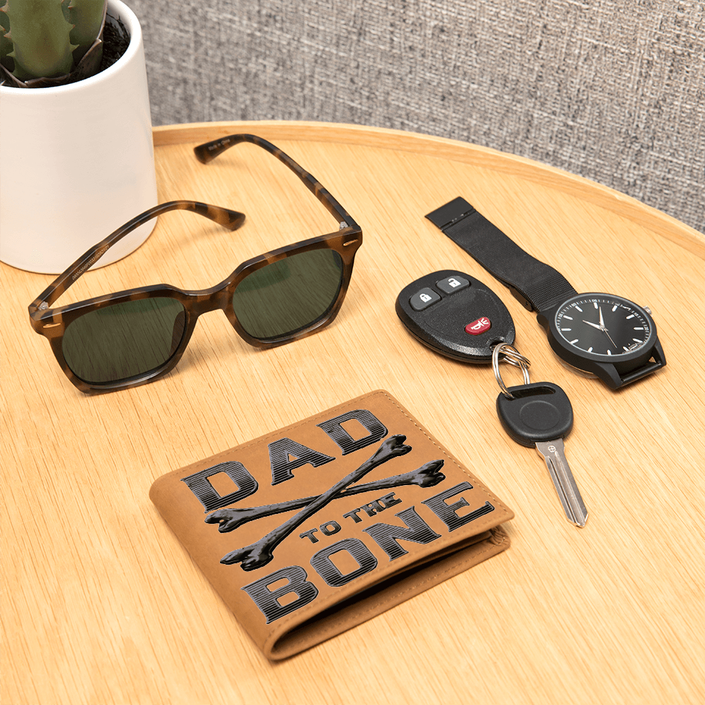 Dad to the Bone Brown Graphic Leather Wallet