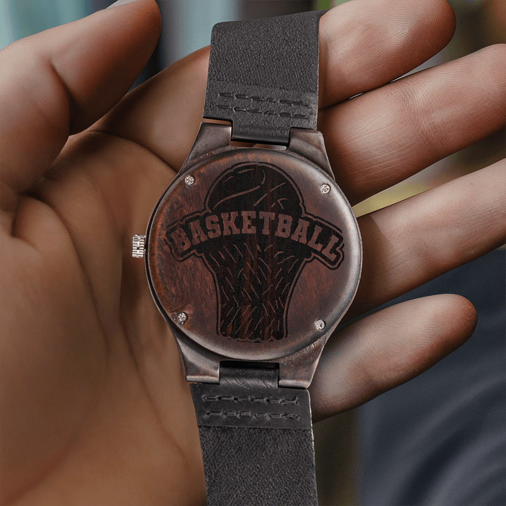Basketball Fans Engraved Wooden Watch