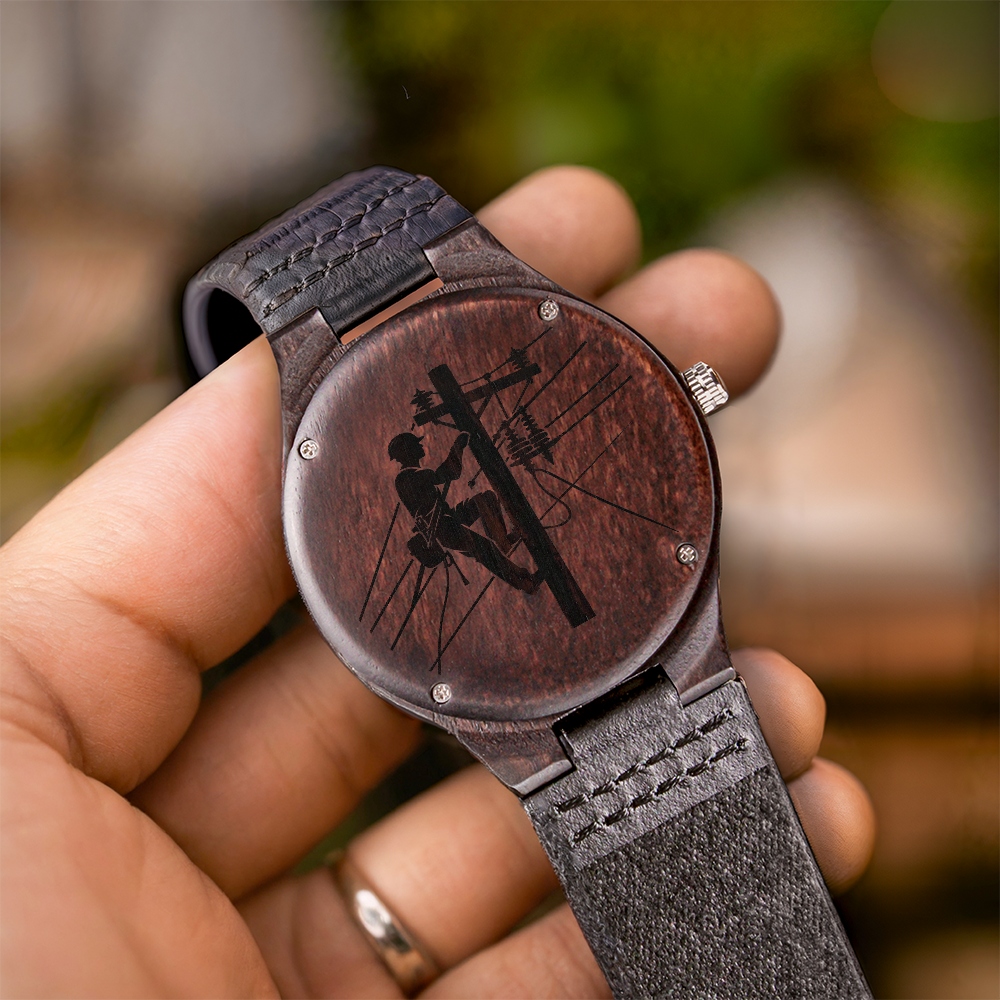For My Lineman Engraved Wooden Watch
