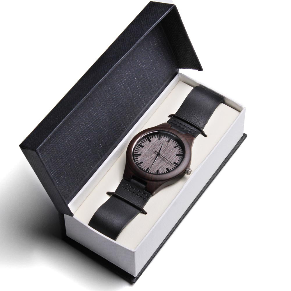 My Heart is on the Line Lineman Electrician Engraved Wooden Watch