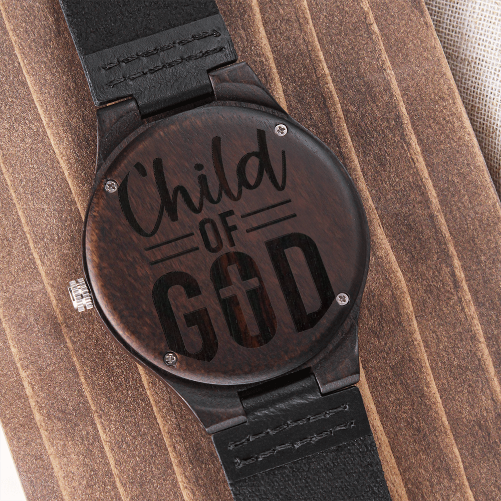 Child of God Engraved Wooden Watch